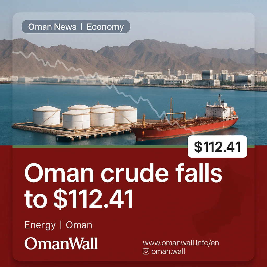 Oman crude price drops to $112.41 a barrel